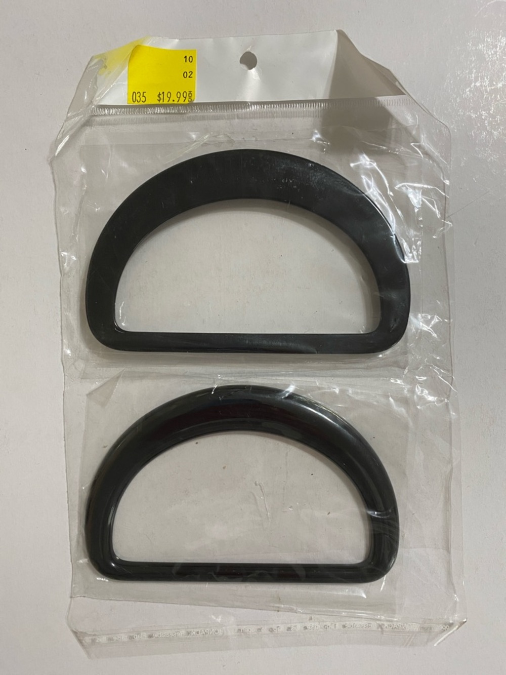 Black Half-Round D-Shaped Bag Purse Handles - Set of 2